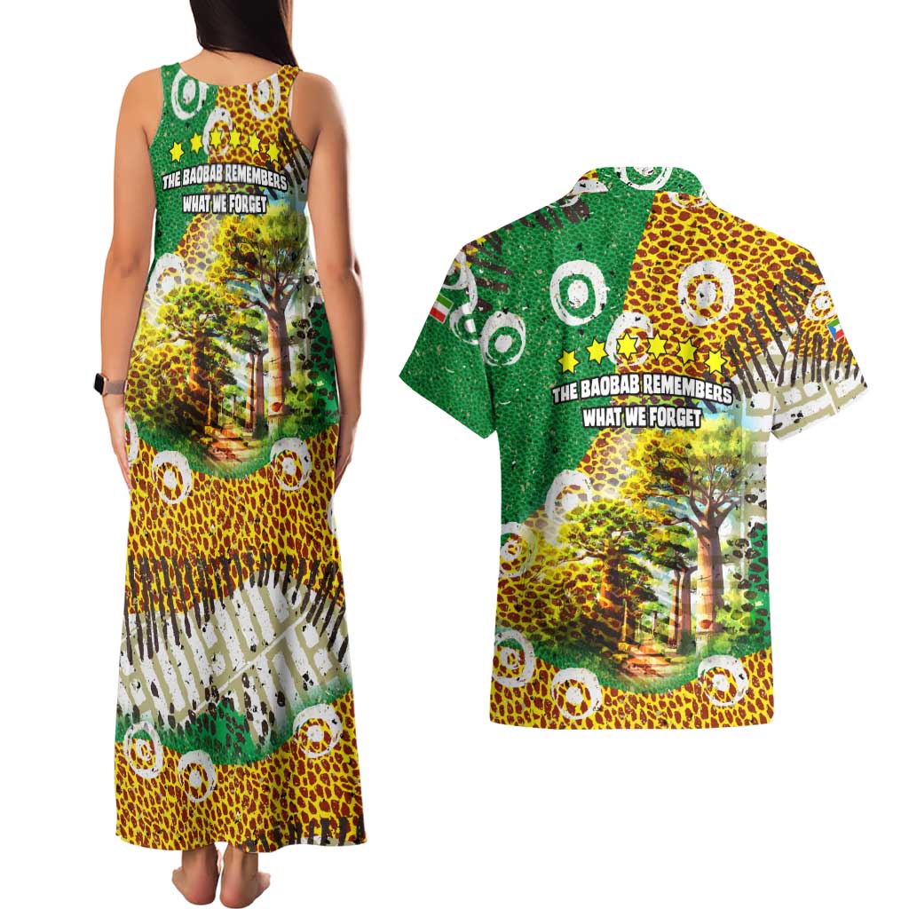 Equatorial Guinea Baobab Tree Couples Matching Tank Maxi Dress and Hawaiian Shirt with Tribal Patterns and Heritage Quote