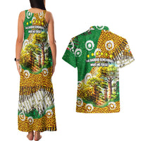 Equatorial Guinea Baobab Tree Couples Matching Tank Maxi Dress and Hawaiian Shirt with Tribal Patterns and Heritage Quote