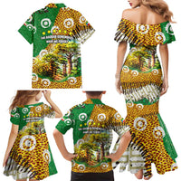 Equatorial Guinea Baobab Tree Family Matching Mermaid Dress and Hawaiian Shirt with Tribal Patterns and Heritage Quote
