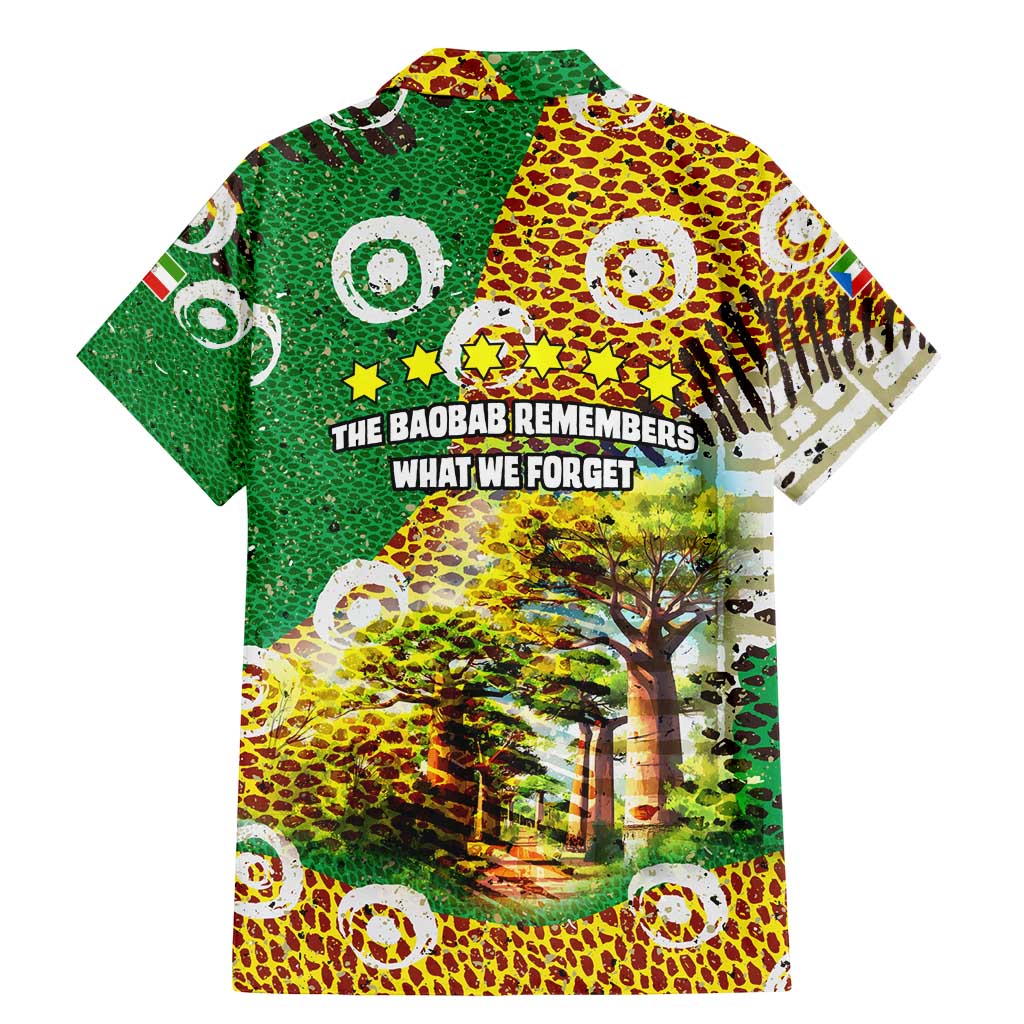 Equatorial Guinea Baobab Tree Family Matching Mermaid Dress and Hawaiian Shirt with Tribal Patterns and Heritage Quote