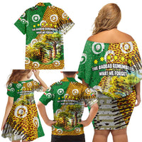 Equatorial Guinea Baobab Tree Family Matching Off Shoulder Short Dress and Hawaiian Shirt with Tribal Patterns and Heritage Quote