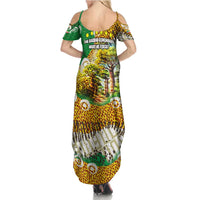 Equatorial Guinea Baobab Tree Family Matching Summer Maxi Dress and Hawaiian Shirt with Tribal Patterns and Heritage Quote