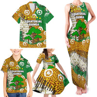 Equatorial Guinea Baobab Tree Family Matching Tank Maxi Dress and Hawaiian Shirt with Tribal Patterns and Heritage Quote