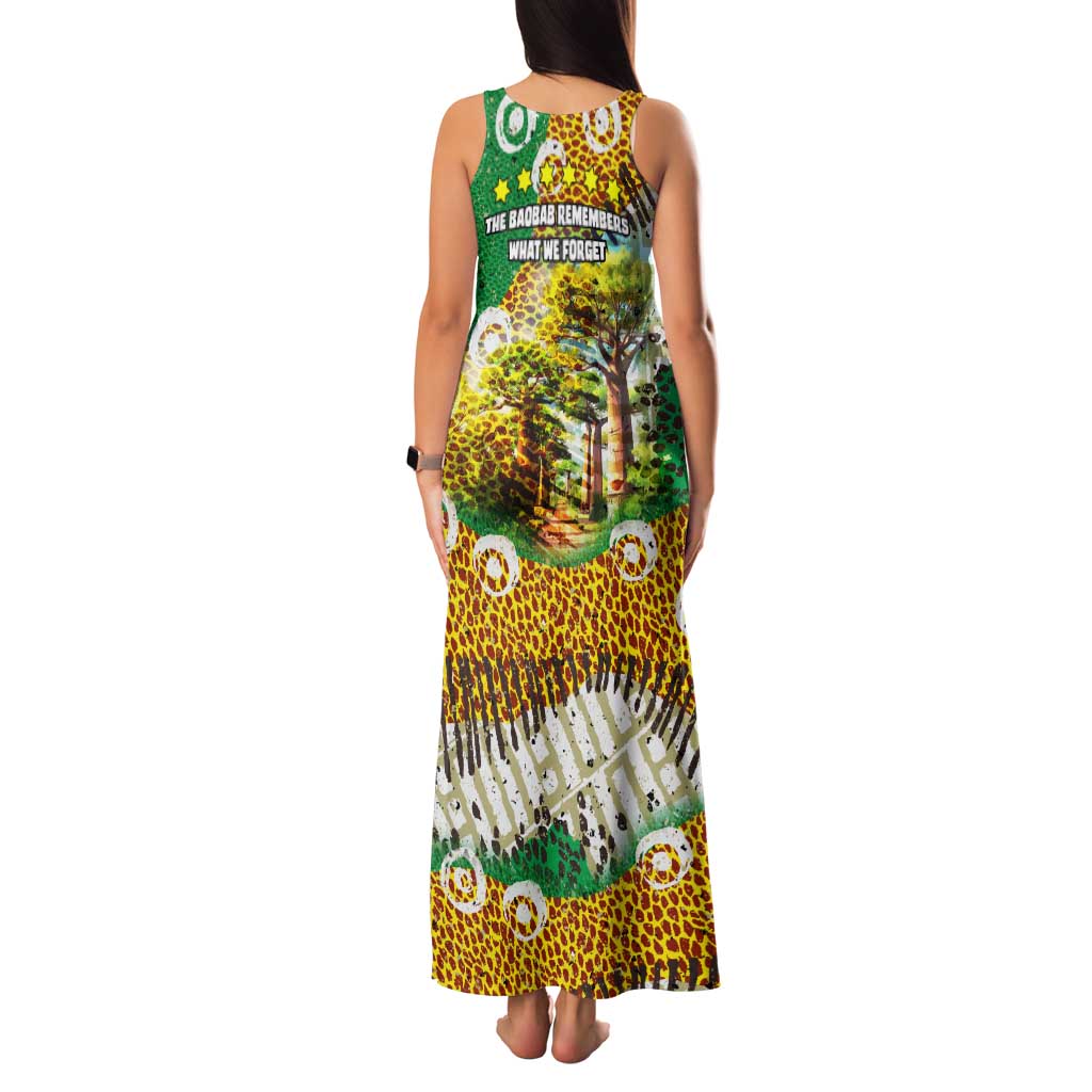 Equatorial Guinea Baobab Tree Family Matching Tank Maxi Dress and Hawaiian Shirt with Tribal Patterns and Heritage Quote