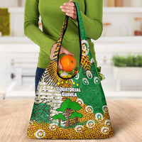 Equatorial Guinea Baobab Tree Grocery Bag with Tribal Patterns and Heritage Quote