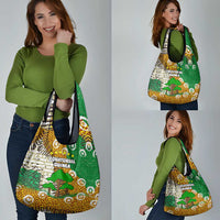 Equatorial Guinea Baobab Tree Grocery Bag with Tribal Patterns and Heritage Quote