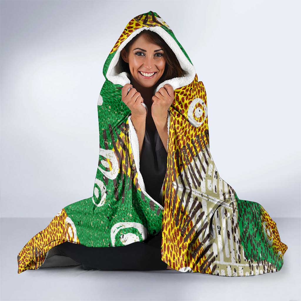 Equatorial Guinea Baobab Tree Hooded Blanket with Tribal Patterns and Heritage Quote