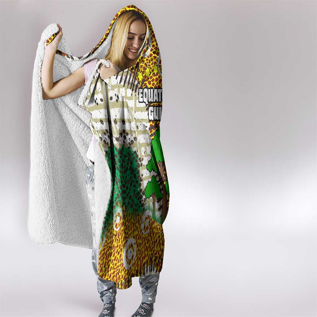 Equatorial Guinea Baobab Tree Hooded Blanket with Tribal Patterns and Heritage Quote