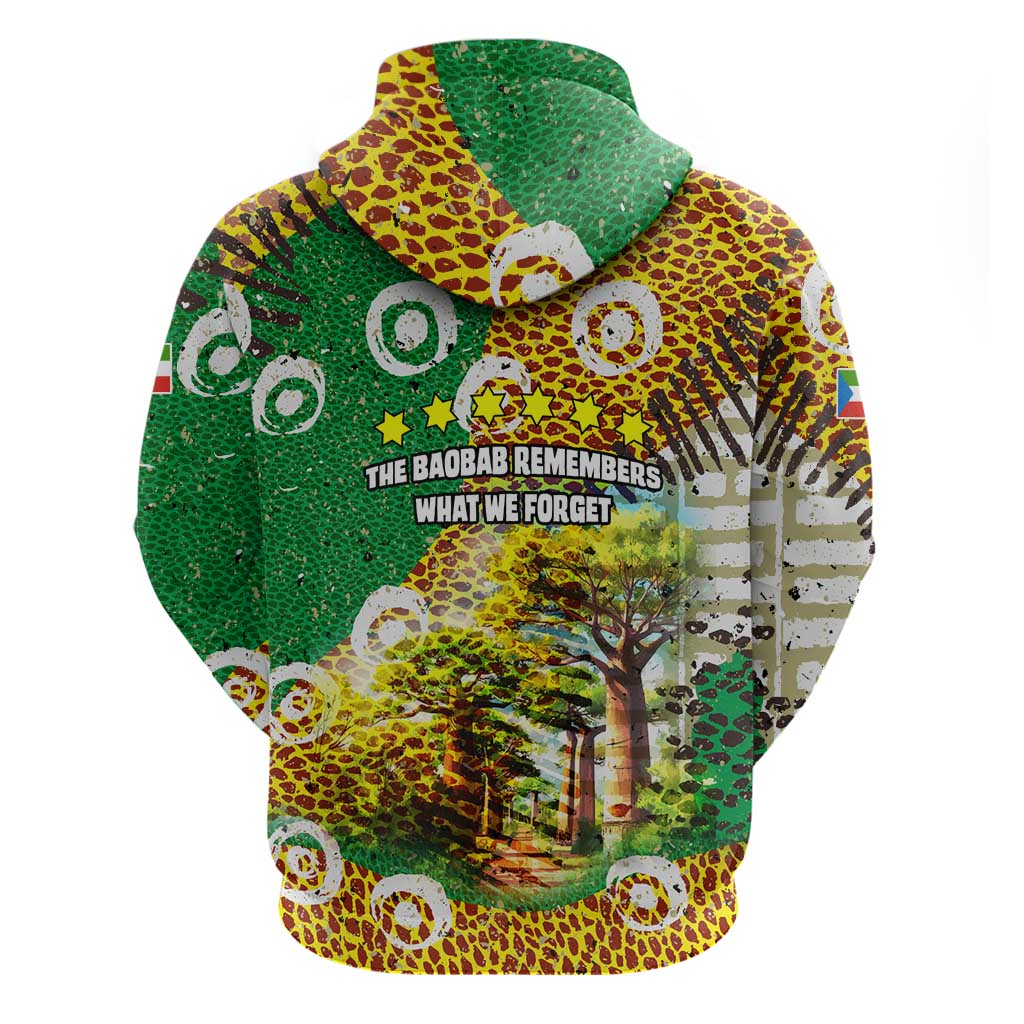 Equatorial Guinea Baobab Tree Hoodie with Tribal Patterns and Heritage Quote