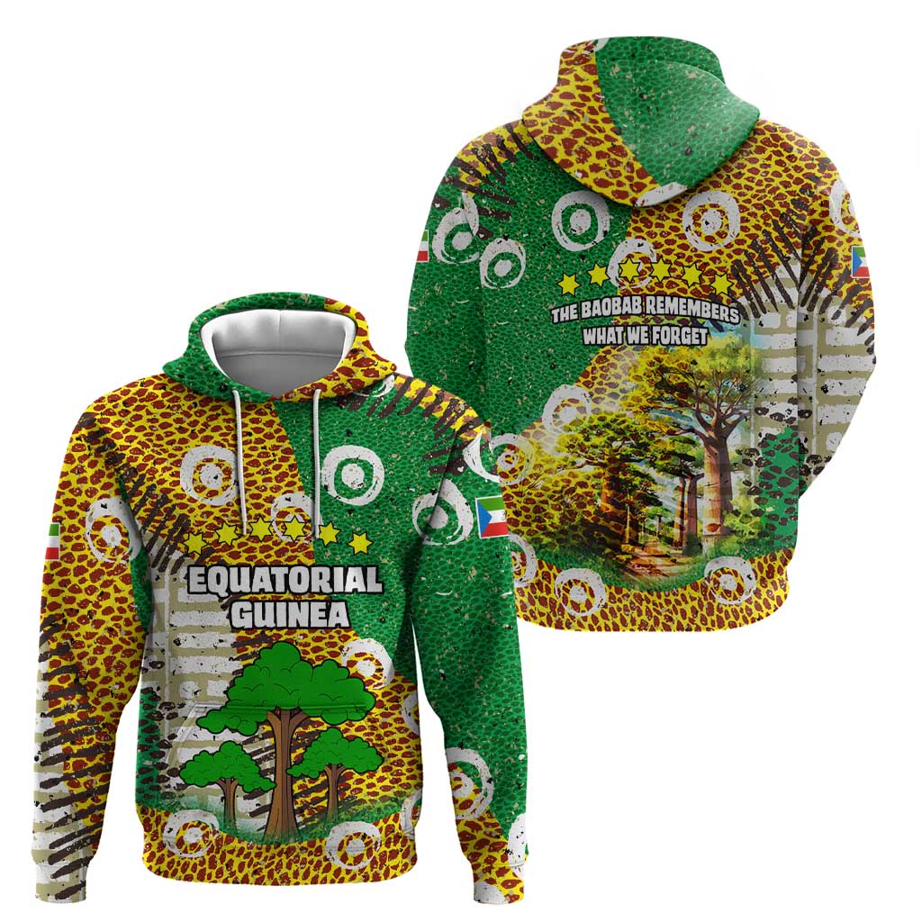 Equatorial Guinea Baobab Tree Hoodie with Tribal Patterns and Heritage Quote