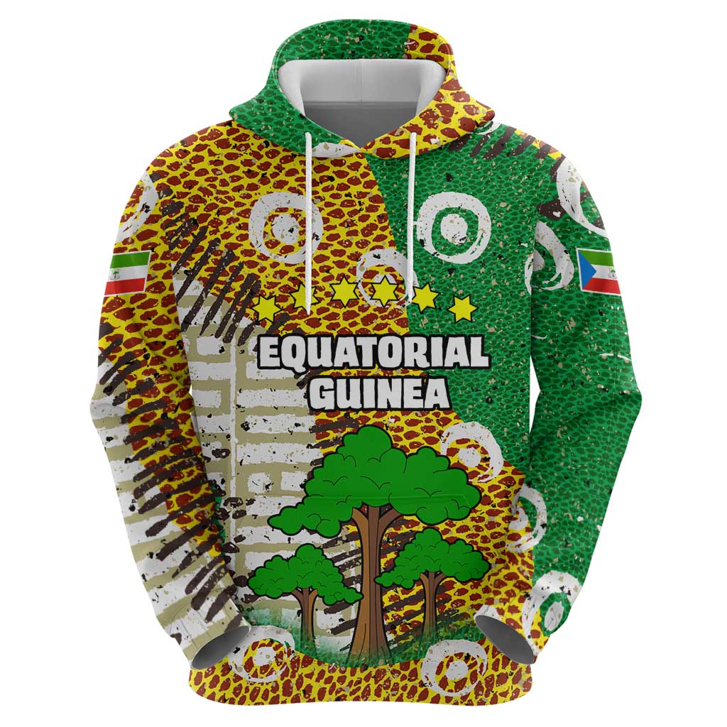 Equatorial Guinea Baobab Tree Hoodie with Tribal Patterns and Heritage Quote