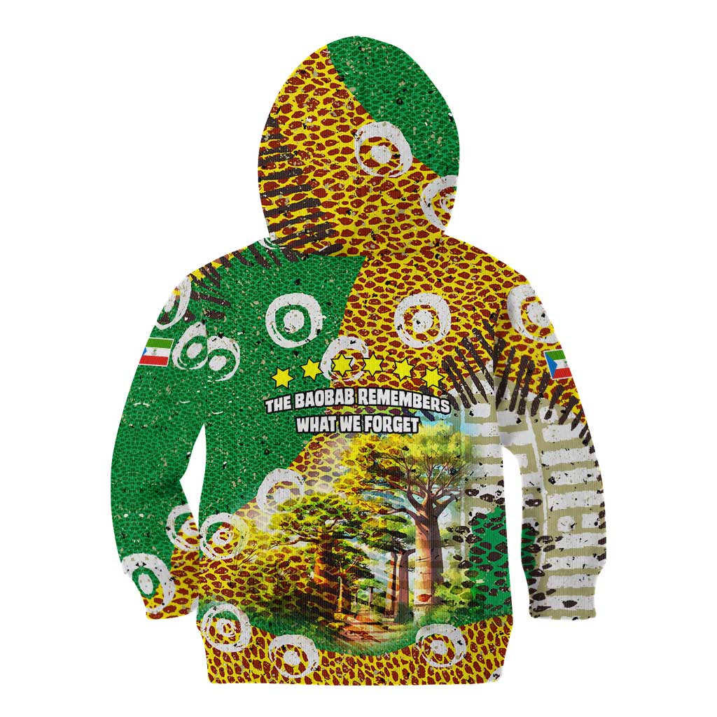 Equatorial Guinea Baobab Tree Kid Hoodie with Tribal Patterns and Heritage Quote