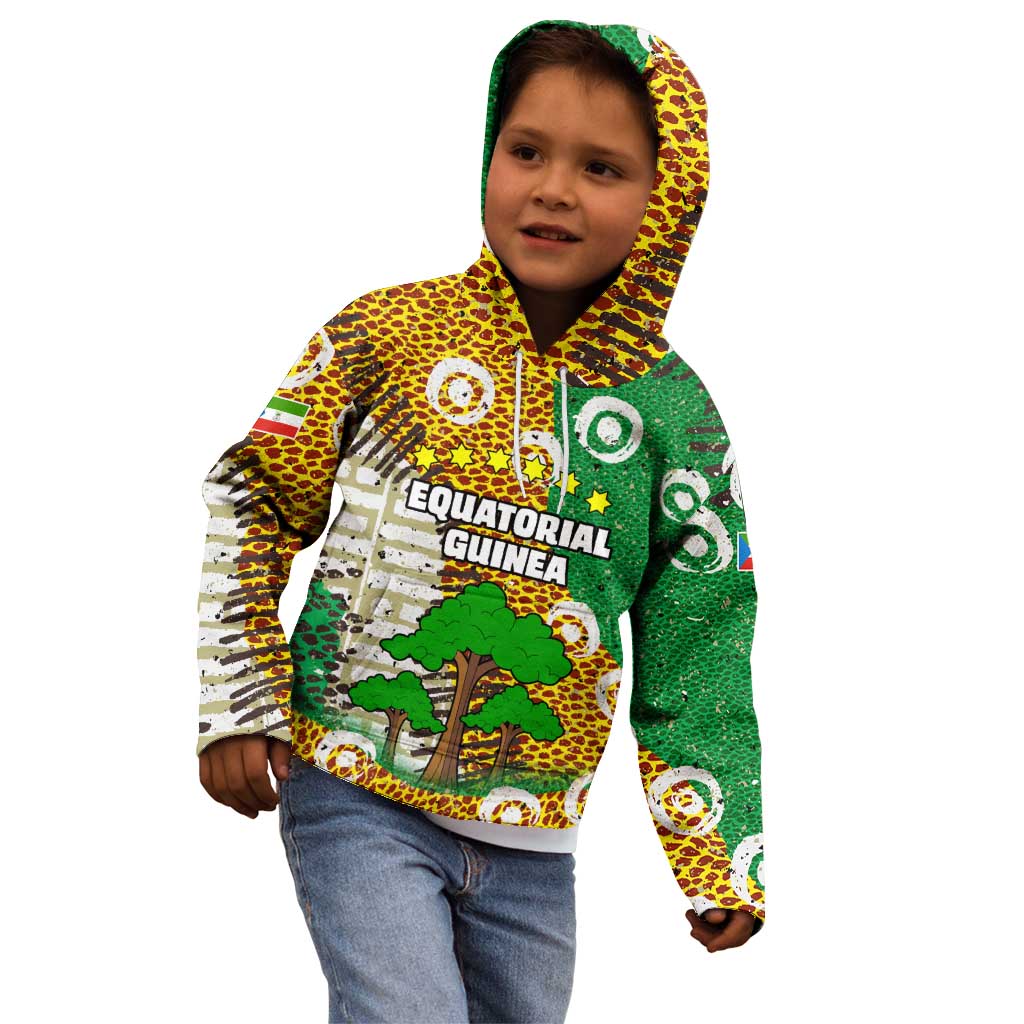Equatorial Guinea Baobab Tree Kid Hoodie with Tribal Patterns and Heritage Quote