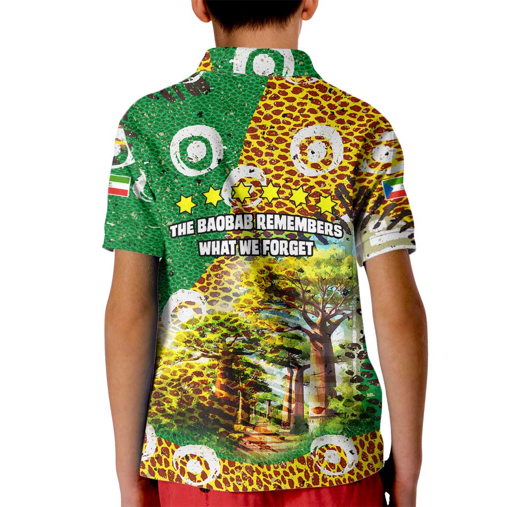 Equatorial Guinea Baobab Tree Kid Polo Shirt with Tribal Patterns and Heritage Quote