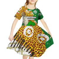 Equatorial Guinea Baobab Tree Kid Short Sleeve Dress with Tribal Patterns and Heritage Quote