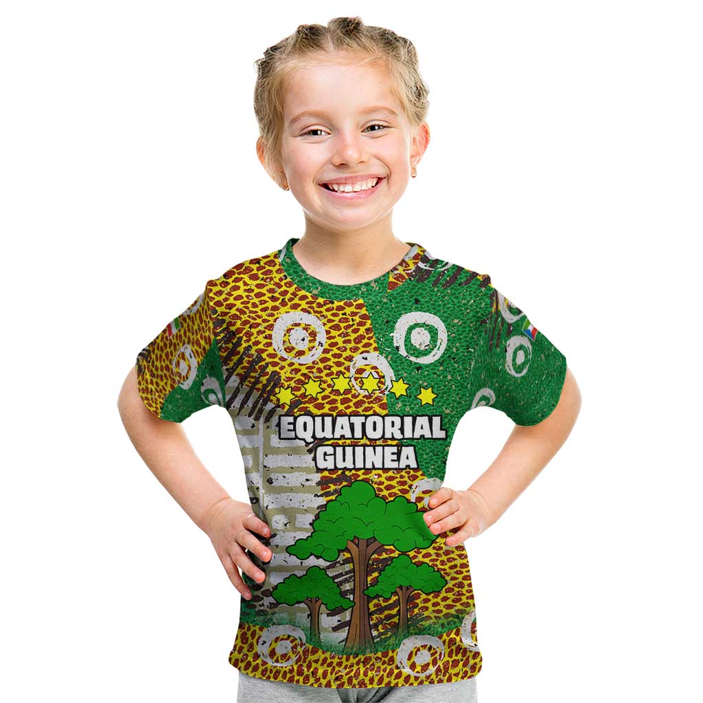 Equatorial Guinea Baobab Tree Kid T Shirt with Tribal Patterns and Heritage Quote