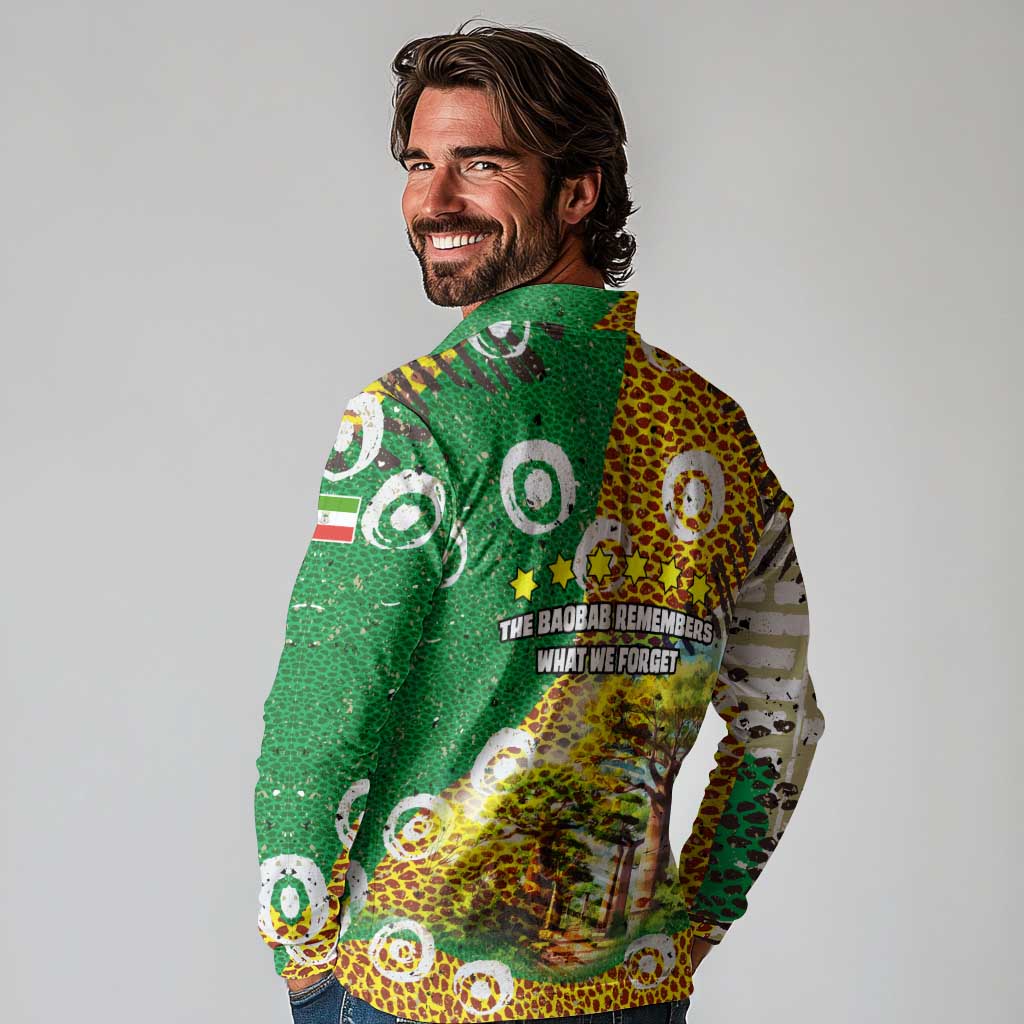Equatorial Guinea Baobab Tree Long Sleeve Polo Shirt with Tribal Patterns and Heritage Quote