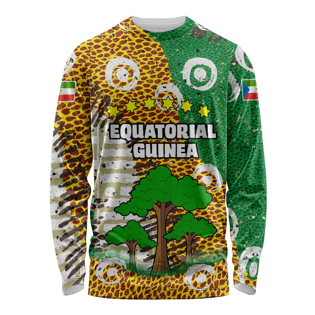 Equatorial Guinea Baobab Tree Long Sleeve Shirt with Tribal Patterns and Heritage Quote