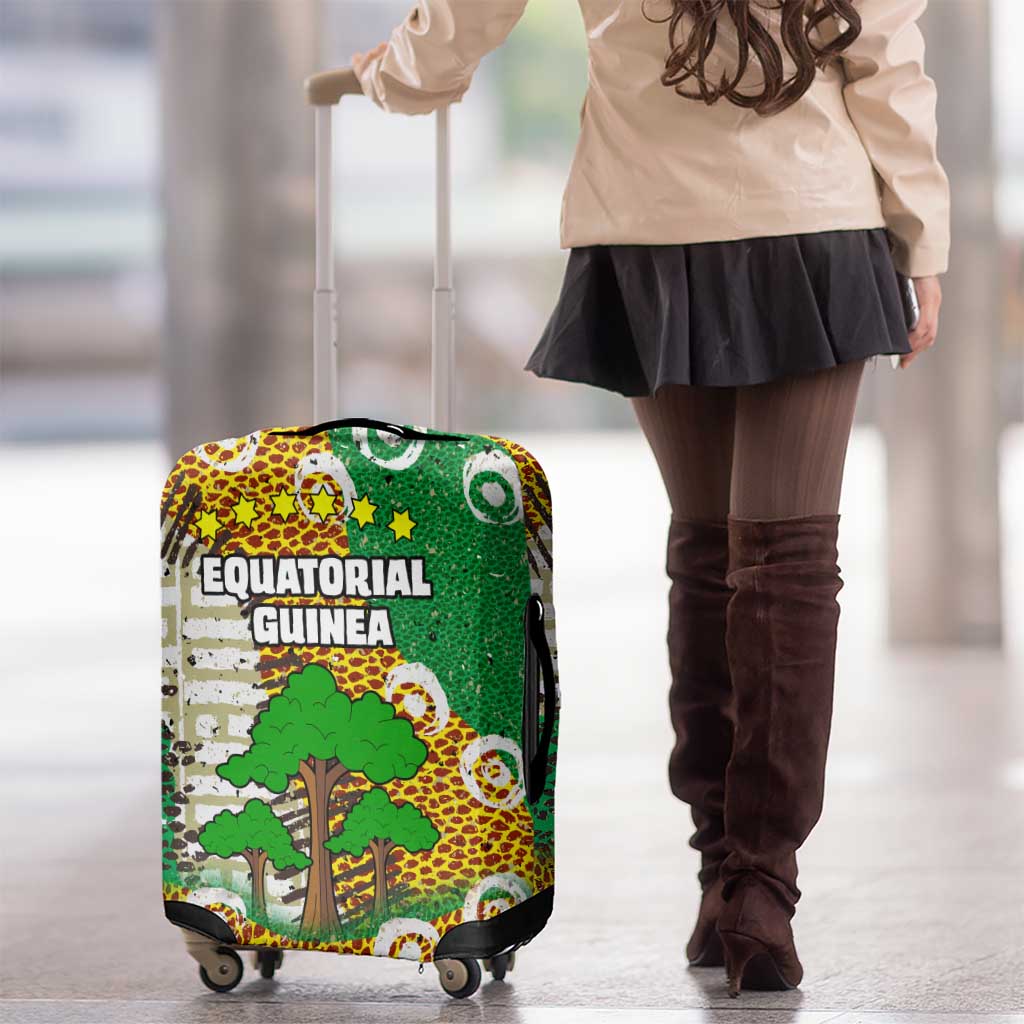 Equatorial Guinea Baobab Tree Luggage Cover with Tribal Patterns and Heritage Quote