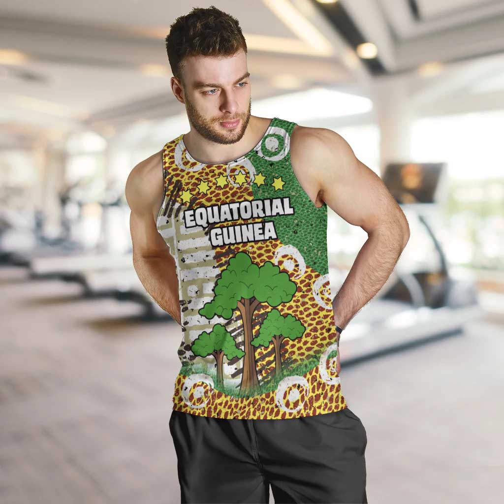 Equatorial Guinea Baobab Tree Men Tank Top with Tribal Patterns and Heritage Quote
