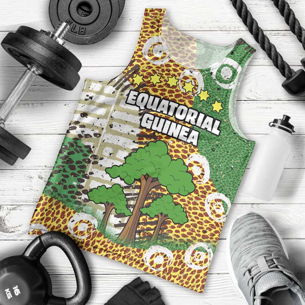 Equatorial Guinea Baobab Tree Men Tank Top with Tribal Patterns and Heritage Quote