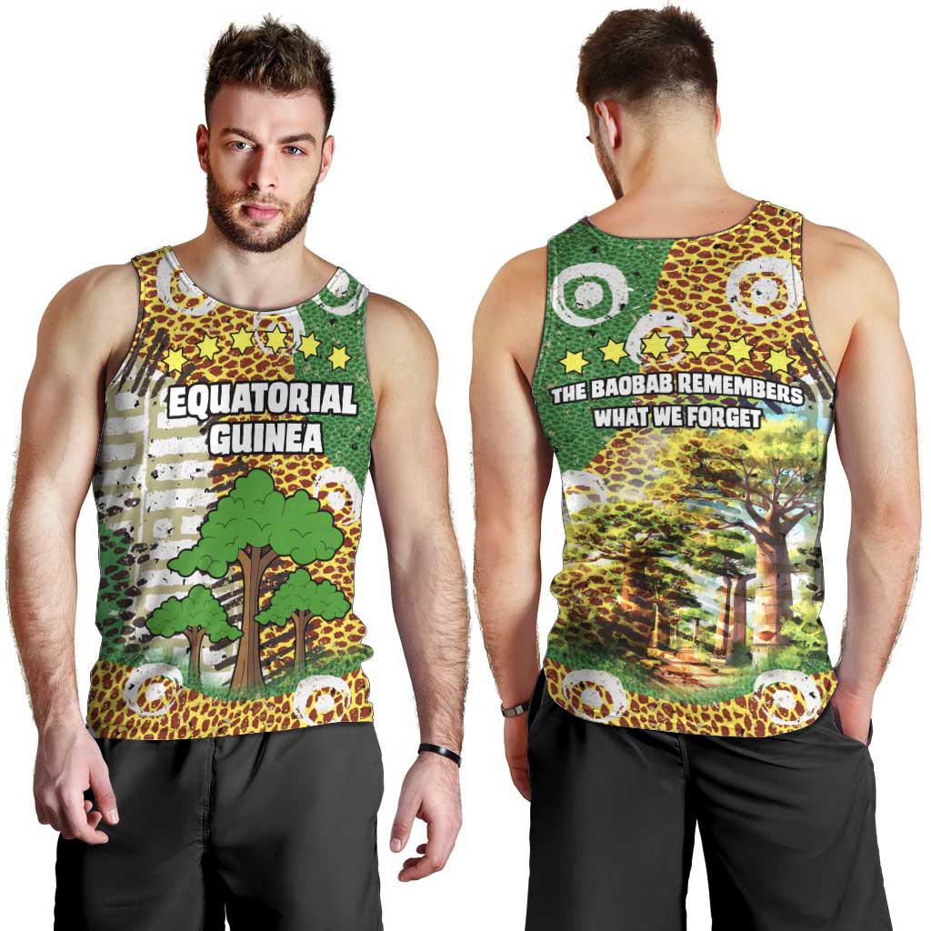 Equatorial Guinea Baobab Tree Men Tank Top with Tribal Patterns and Heritage Quote