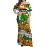 Equatorial Guinea Baobab Tree Off Shoulder Maxi Dress with Tribal Patterns and Heritage Quote
