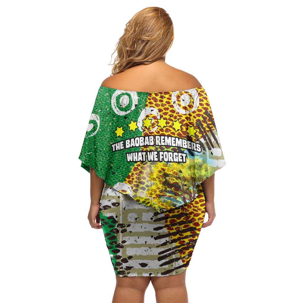 Equatorial Guinea Baobab Tree Off Shoulder Short Dress with Tribal Patterns and Heritage Quote
