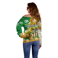 Equatorial Guinea Baobab Tree Off Shoulder Sweater with Tribal Patterns and Heritage Quote