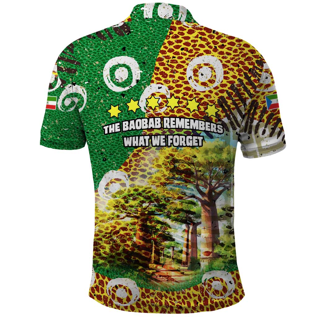 Equatorial Guinea Baobab Tree Polo Shirt with Tribal Patterns and Heritage Quote
