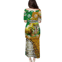 Equatorial Guinea Baobab Tree Puletasi with Tribal Patterns and Heritage Quote