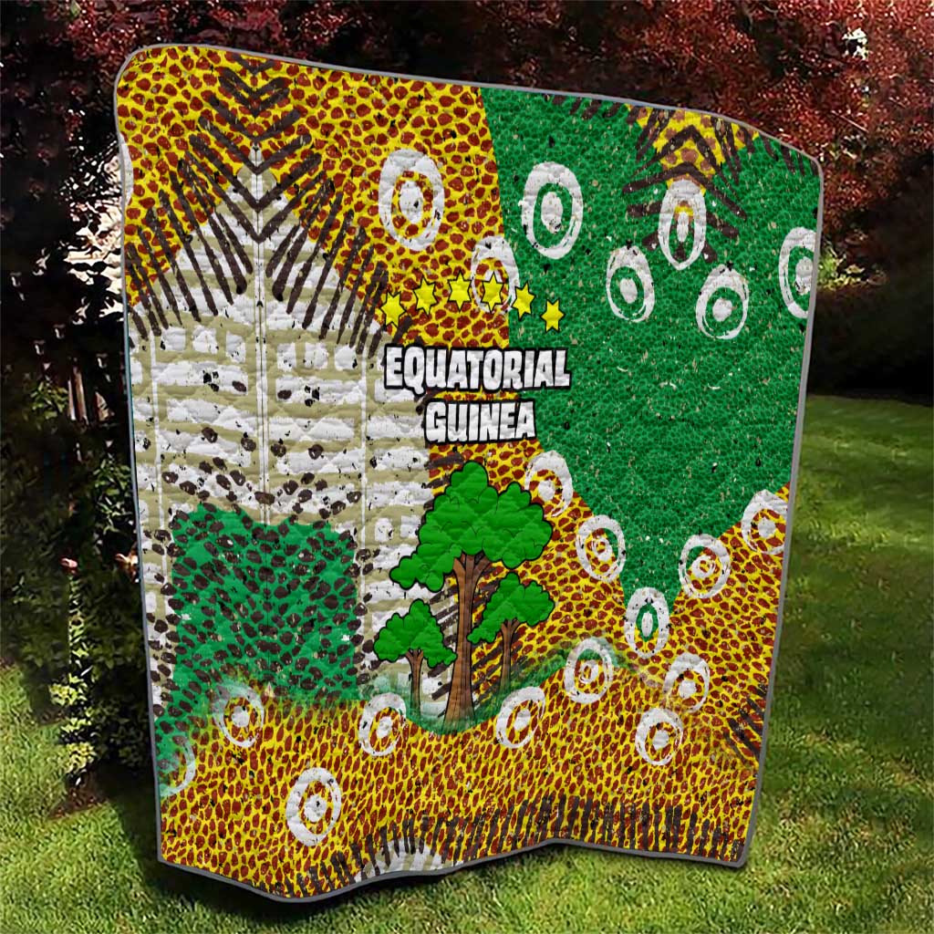 Equatorial Guinea Baobab Tree Quilt with Tribal Patterns and Heritage Quote