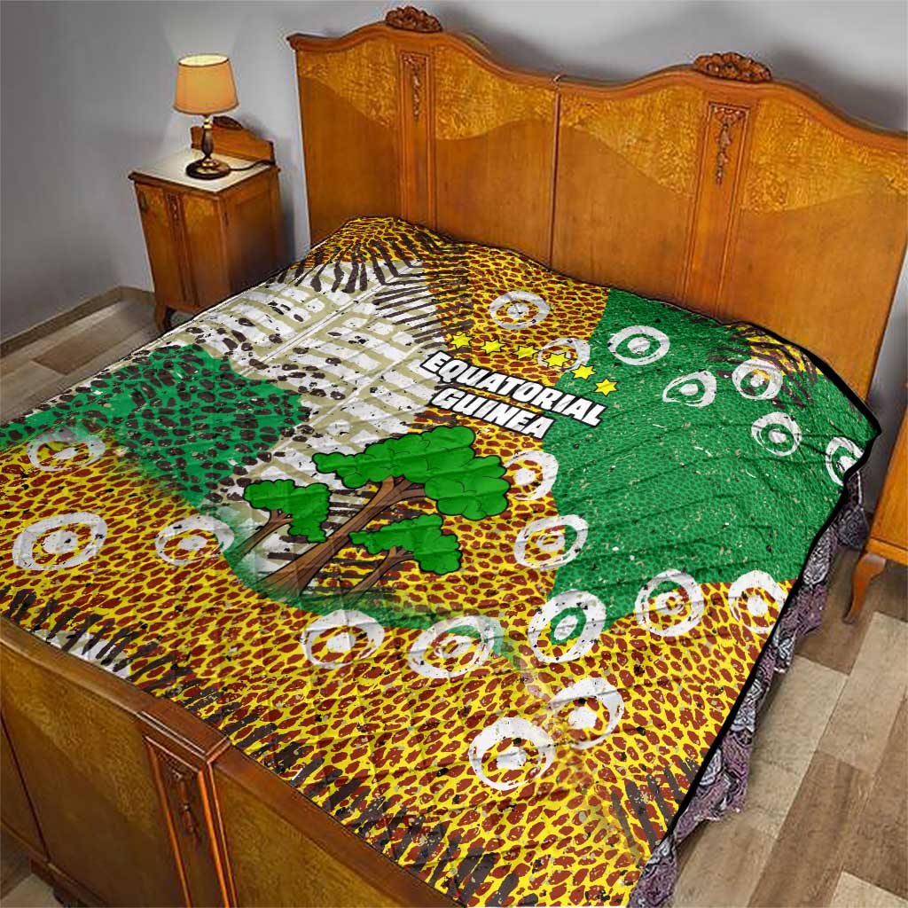 Equatorial Guinea Baobab Tree Quilt with Tribal Patterns and Heritage Quote