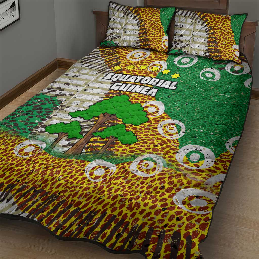 Equatorial Guinea Baobab Tree Quilt Bed Set with Tribal Patterns and Heritage Quote