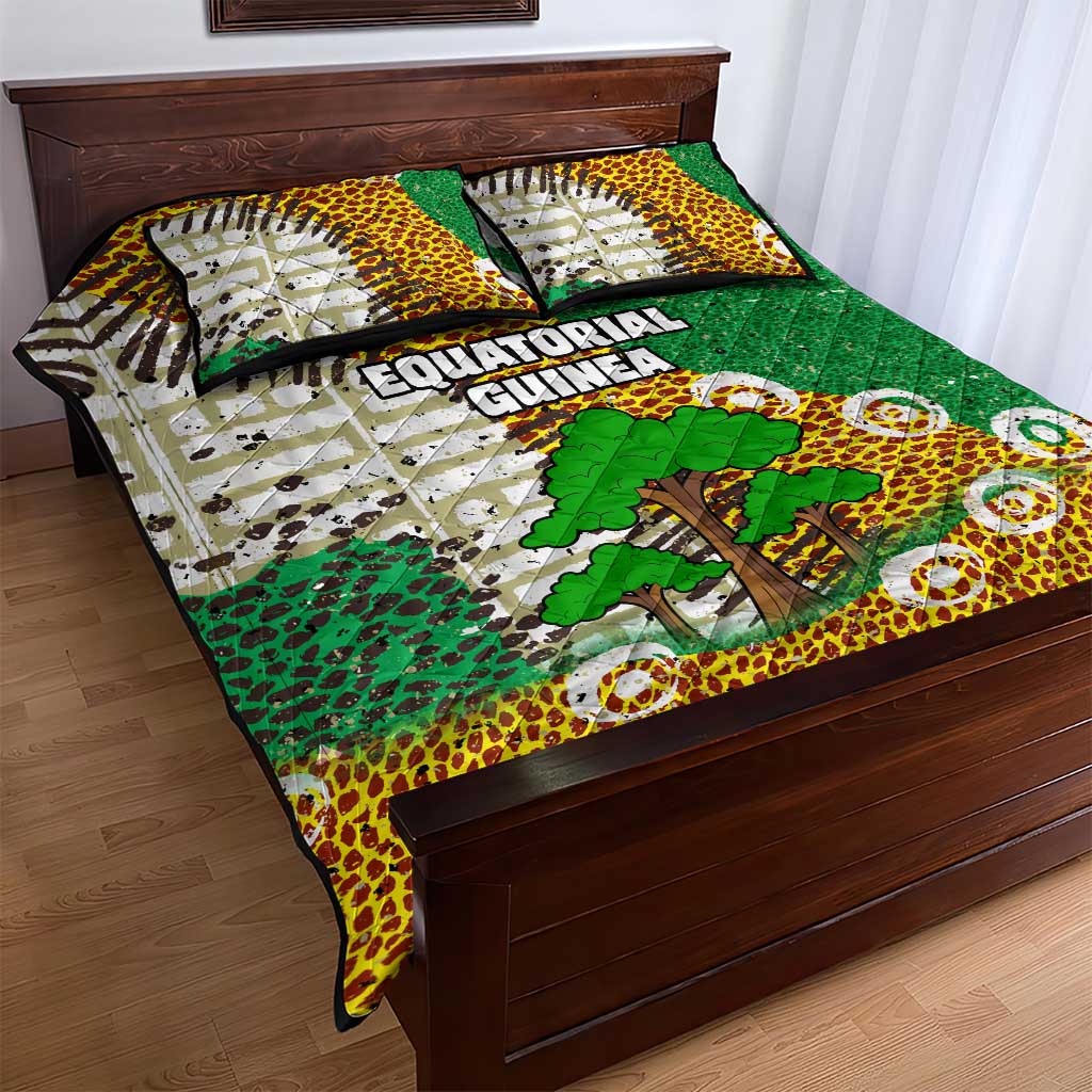 Equatorial Guinea Baobab Tree Quilt Bed Set with Tribal Patterns and Heritage Quote