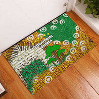 Equatorial Guinea Baobab Tree Rubber Doormat with Tribal Patterns and Heritage Quote
