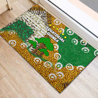 Equatorial Guinea Baobab Tree Rubber Doormat with Tribal Patterns and Heritage Quote