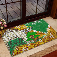 Equatorial Guinea Baobab Tree Rubber Doormat with Tribal Patterns and Heritage Quote