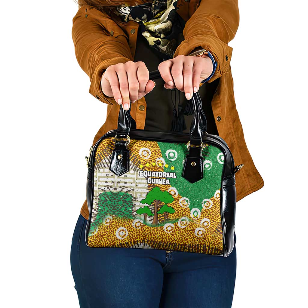 Equatorial Guinea Baobab Tree Shoulder Handbag with Tribal Patterns and Heritage Quote