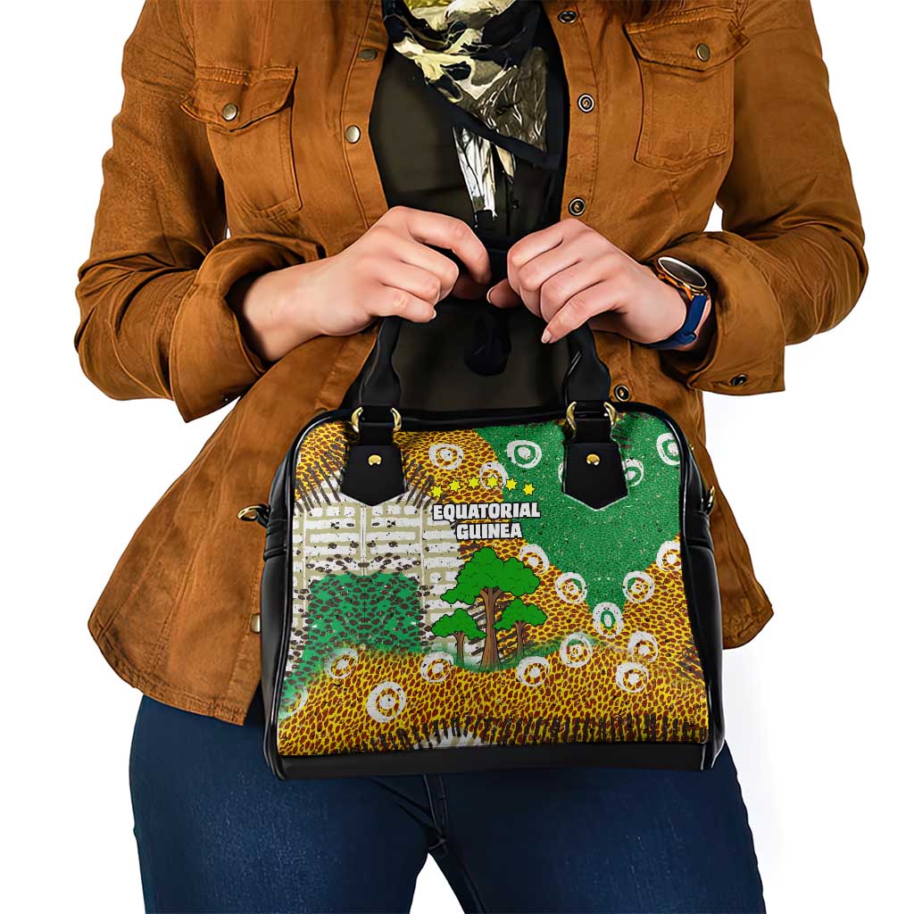 Equatorial Guinea Baobab Tree Shoulder Handbag with Tribal Patterns and Heritage Quote