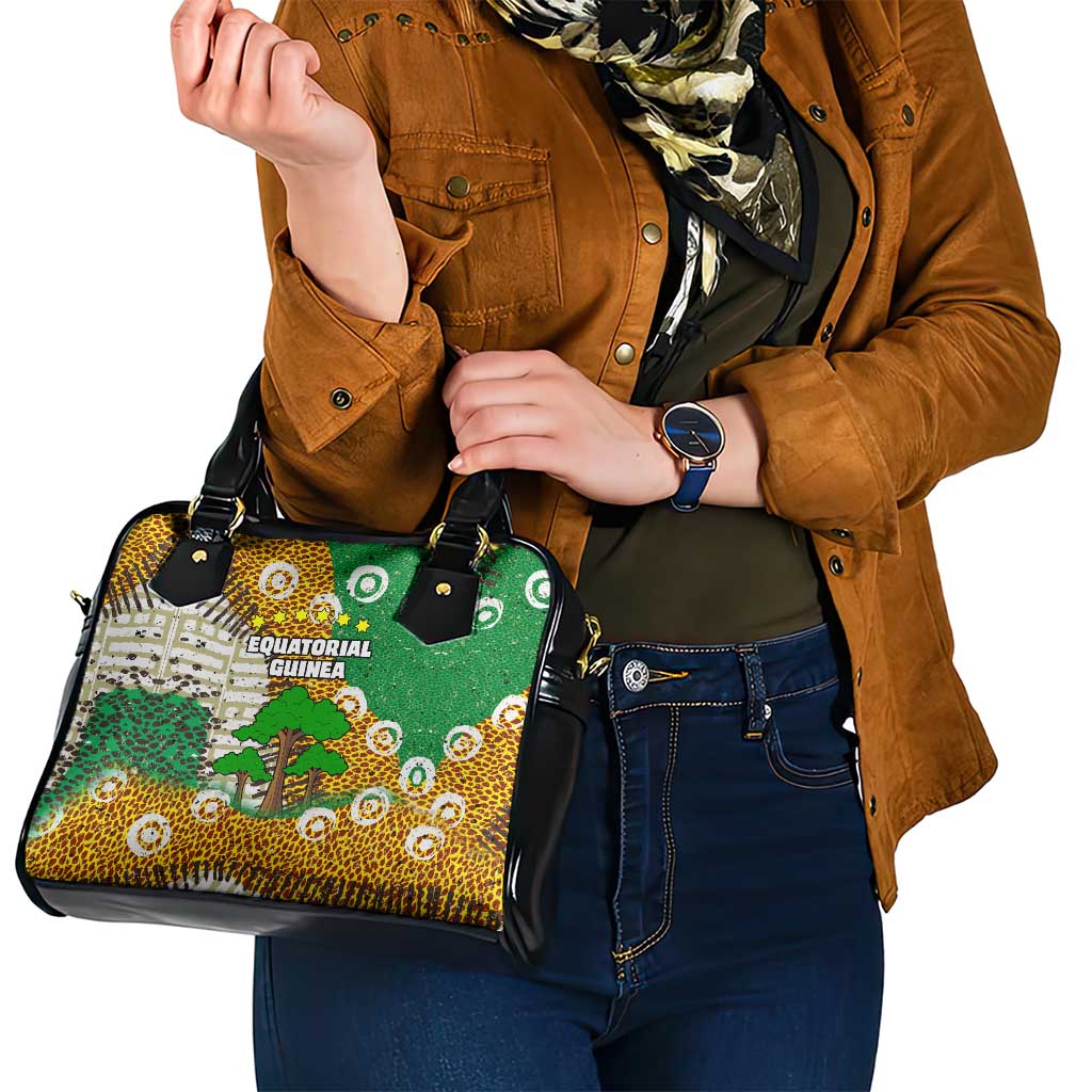 Equatorial Guinea Baobab Tree Shoulder Handbag with Tribal Patterns and Heritage Quote