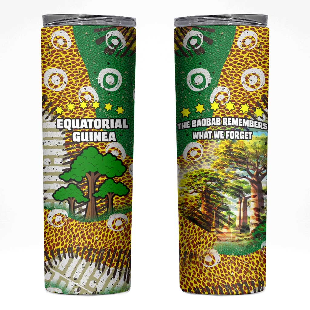 Equatorial Guinea Baobab Tree Skinny Tumbler with Tribal Patterns and Heritage Quote