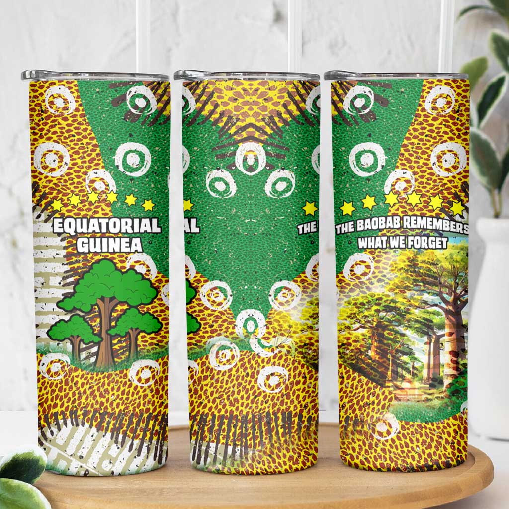 Equatorial Guinea Baobab Tree Skinny Tumbler with Tribal Patterns and Heritage Quote