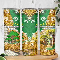 Equatorial Guinea Baobab Tree Skinny Tumbler with Tribal Patterns and Heritage Quote