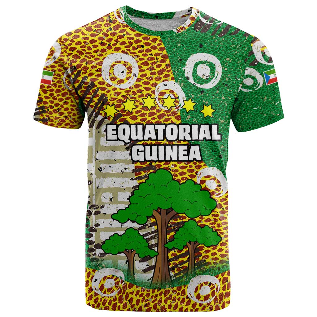 Equatorial Guinea Baobab Tree T Shirt with Tribal Patterns and Heritage Quote