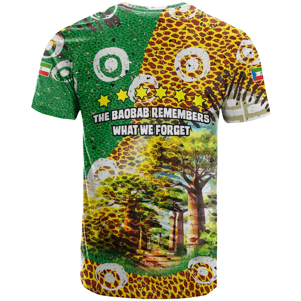 Equatorial Guinea Baobab Tree T Shirt with Tribal Patterns and Heritage Quote