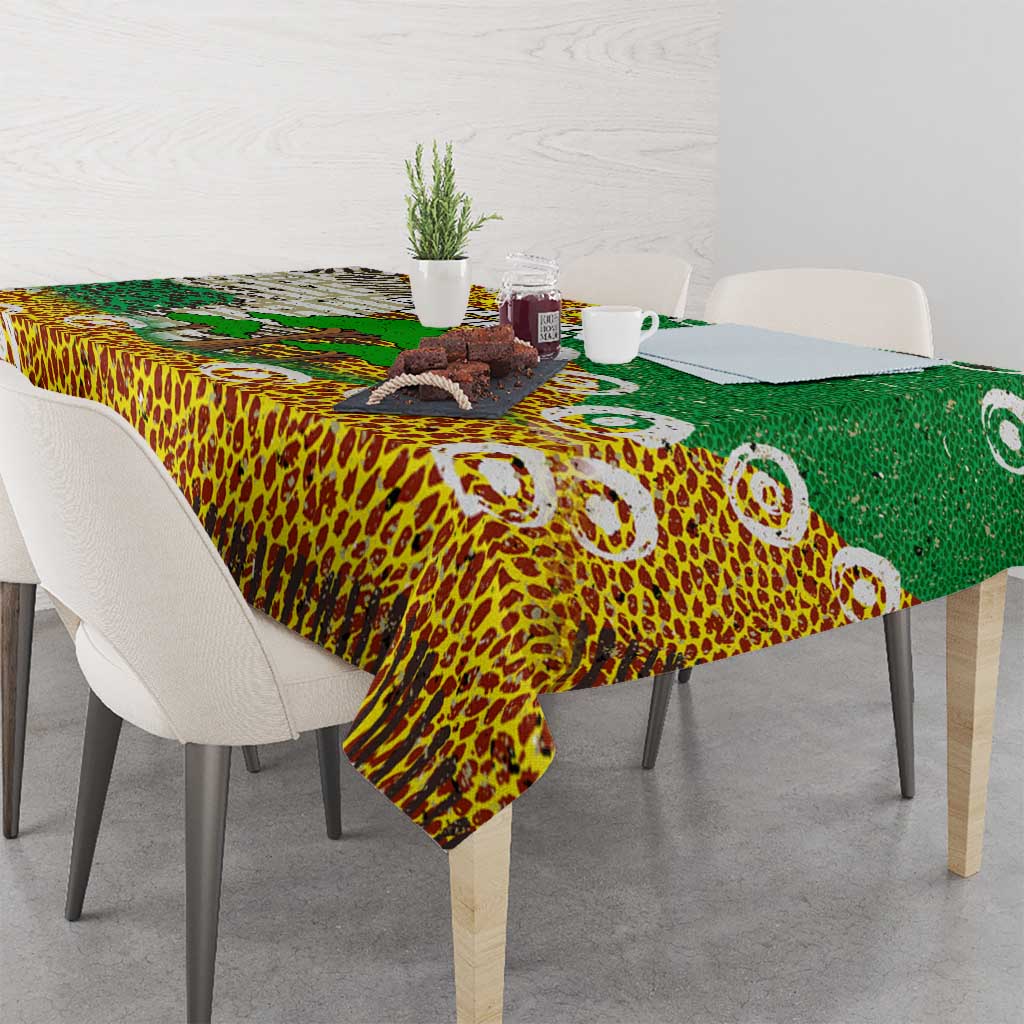 Equatorial Guinea Baobab Tree Tablecloth with Tribal Patterns and Heritage Quote
