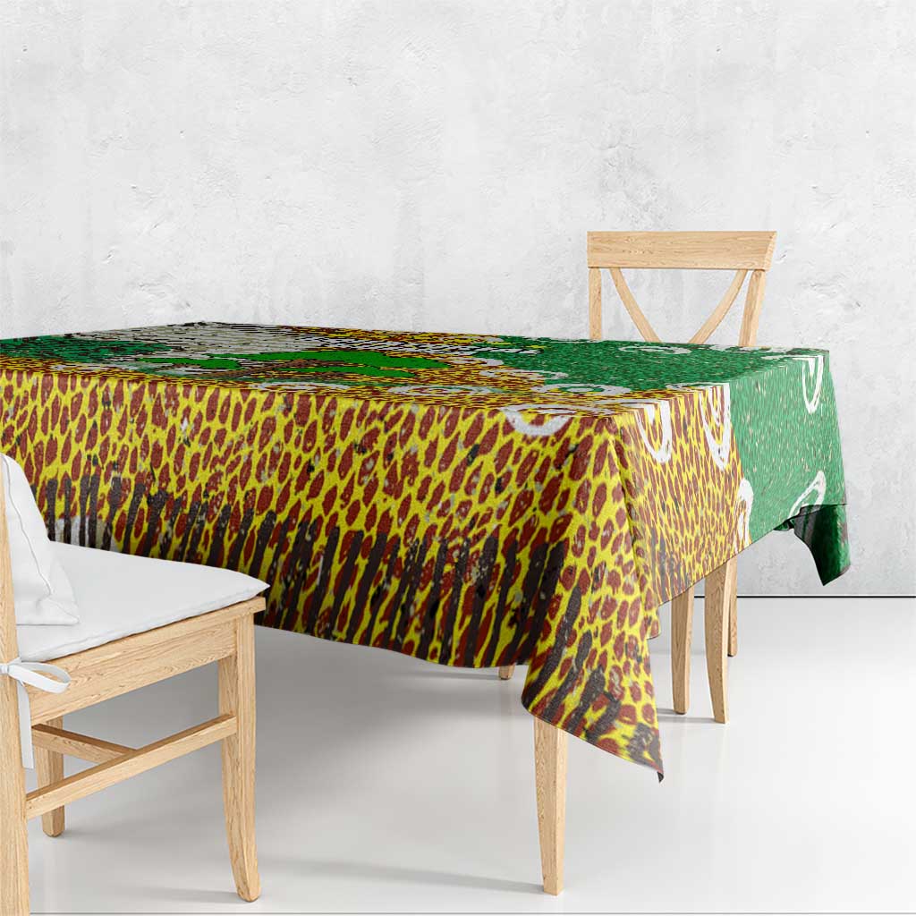 Equatorial Guinea Baobab Tree Tablecloth with Tribal Patterns and Heritage Quote