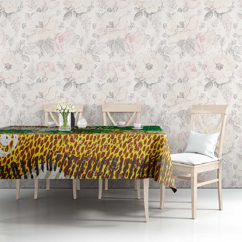 Equatorial Guinea Baobab Tree Tablecloth with Tribal Patterns and Heritage Quote