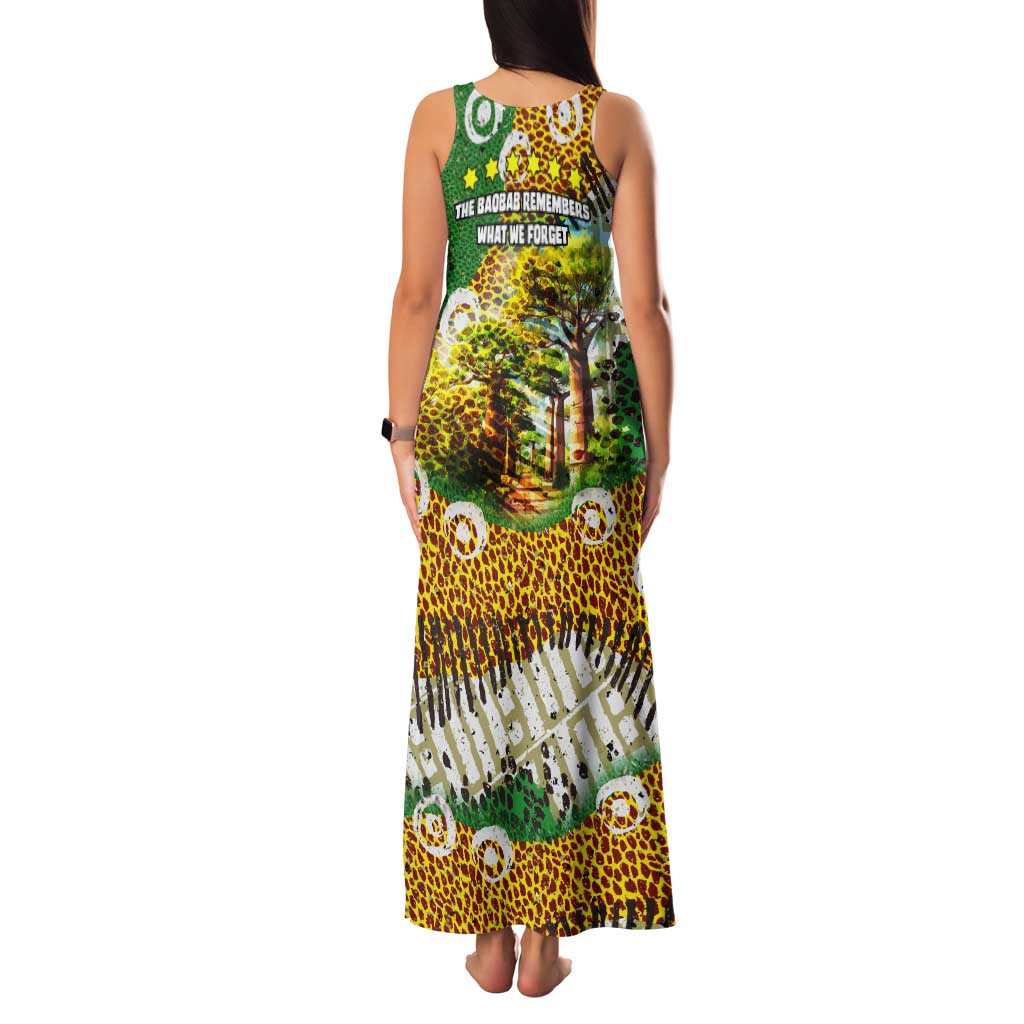 Equatorial Guinea Baobab Tree Tank Maxi Dress with Tribal Patterns and Heritage Quote